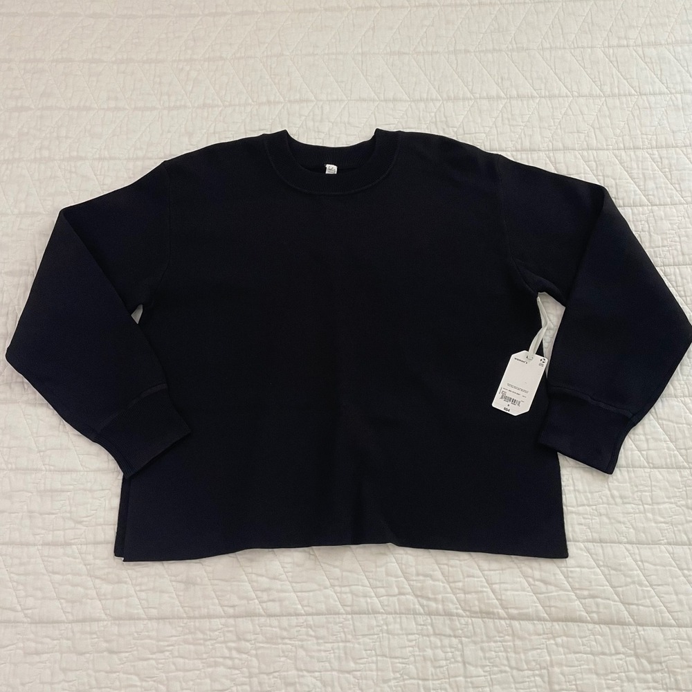 Stylus Womens Black Crewneck Sweatshirt Long Sleeve Boxy Pullover 381570 S